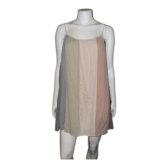 Storia Womens Muted Multicolor Striped Mini Dress Rayon Small NWT - Picture 1 of 7